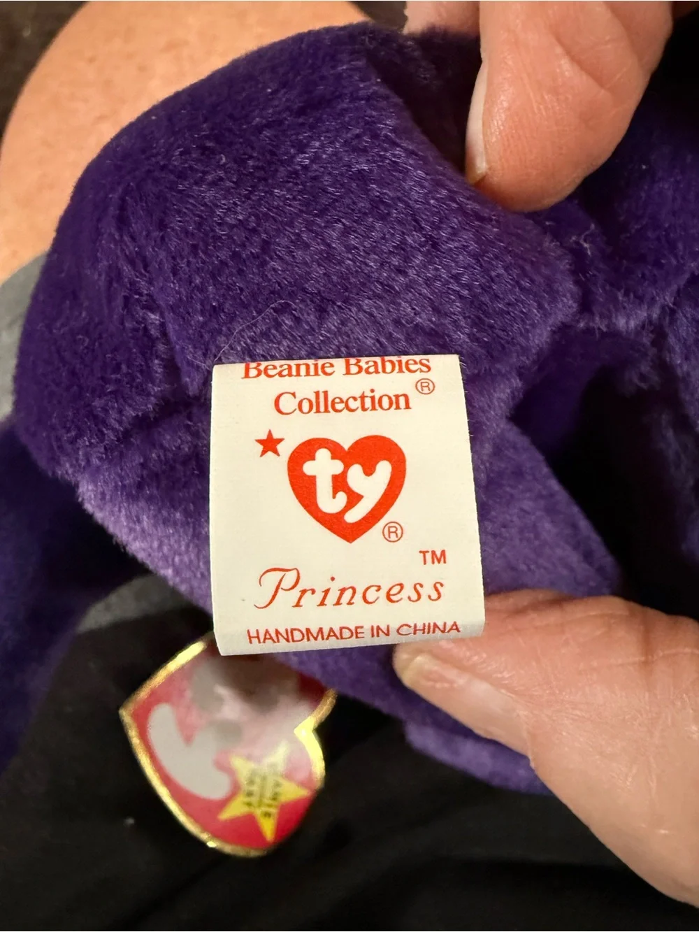 Ty Princess Plush Bear with Embroidered White Rose